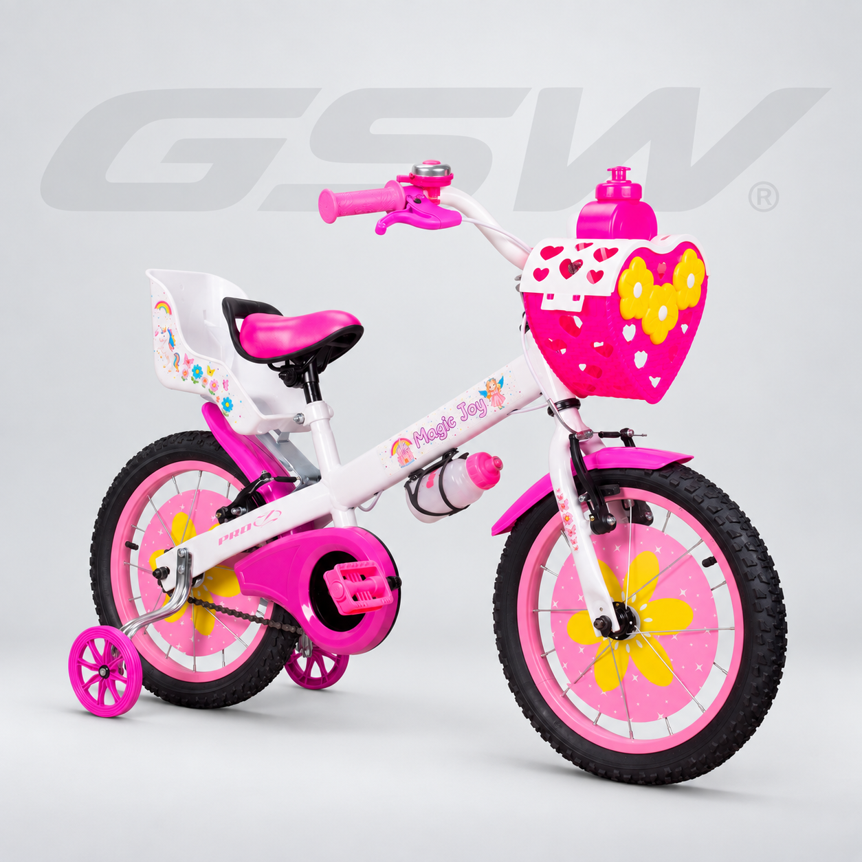 Bike Aro 16 Magic Joy com Cesta — Branco/Rosa