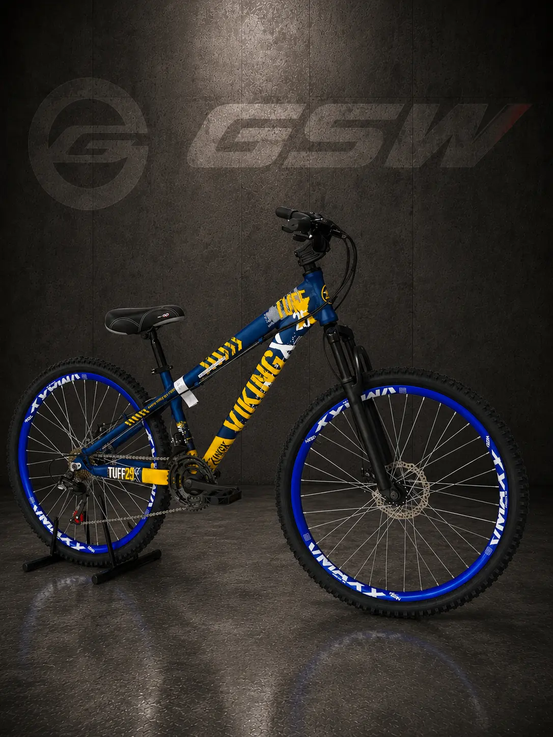 VikingX azul e amarela com aros azuis